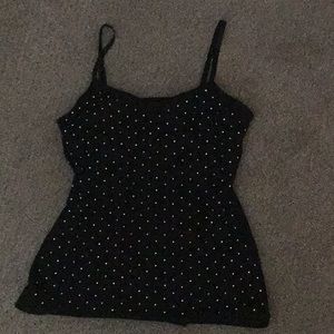 White House Black Market Silver beaded Black Camisole